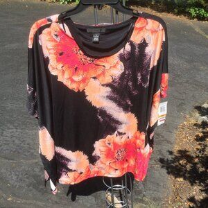 Style&Co Sequin on Front Floral Poncho